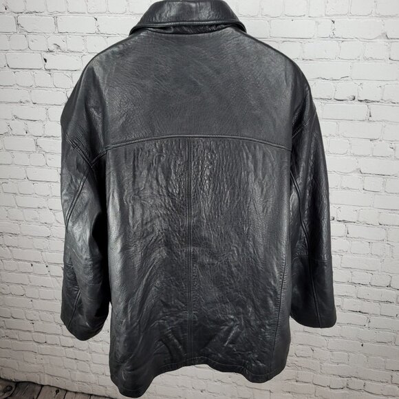 Authentics By Boston Outfitters Black Genuine Leather Insulated Jacket 3XLT *zip - Picture 2 of 14